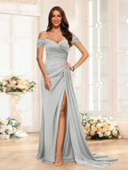 Quenby Silver front view bridesmaid dress
