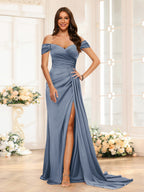 Quenby Steel Blue front view bridesmaid dress