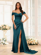 Quenby Teal front view bridesmaid dress
