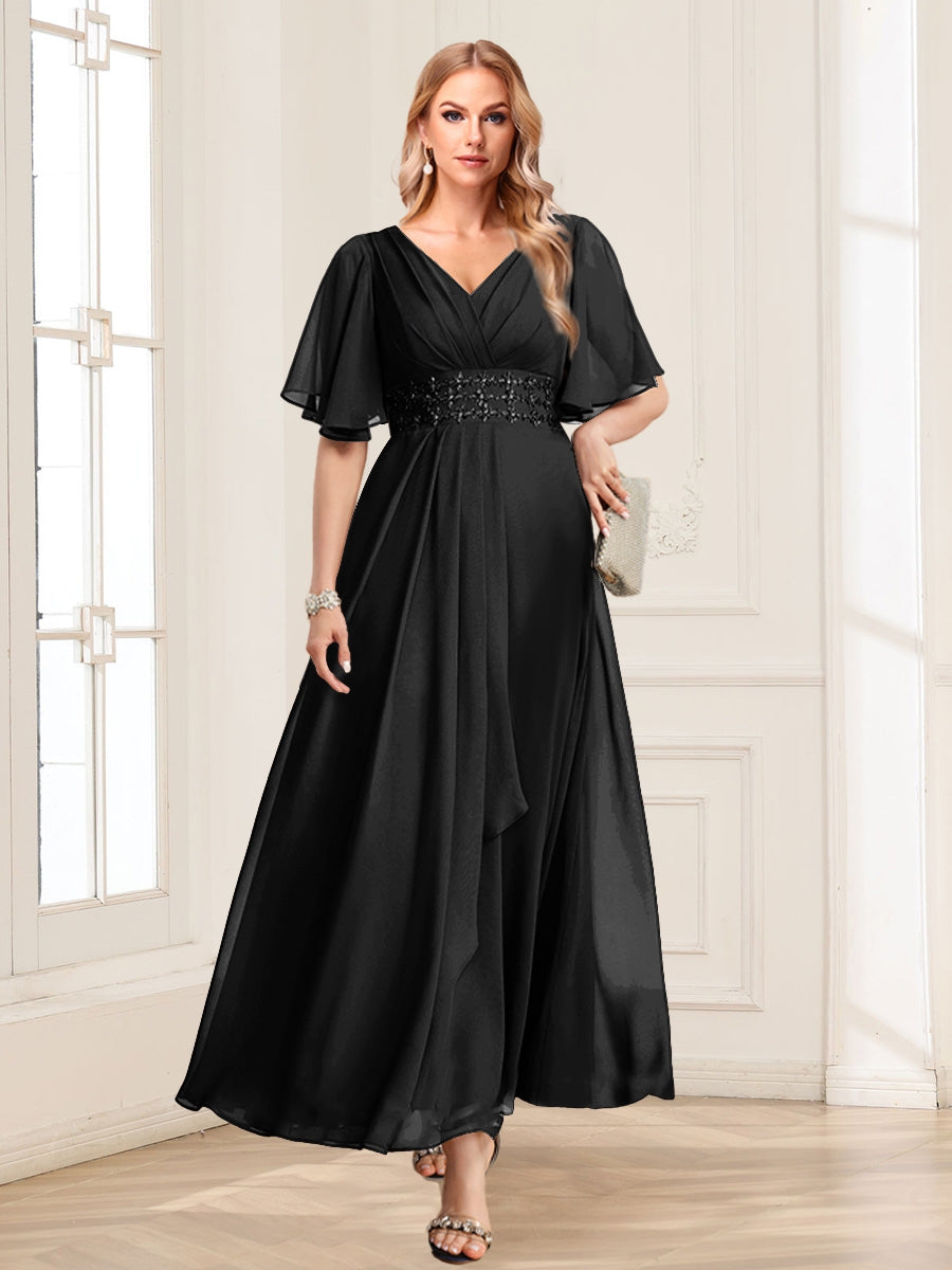 Adora Black front view wedding guest dress