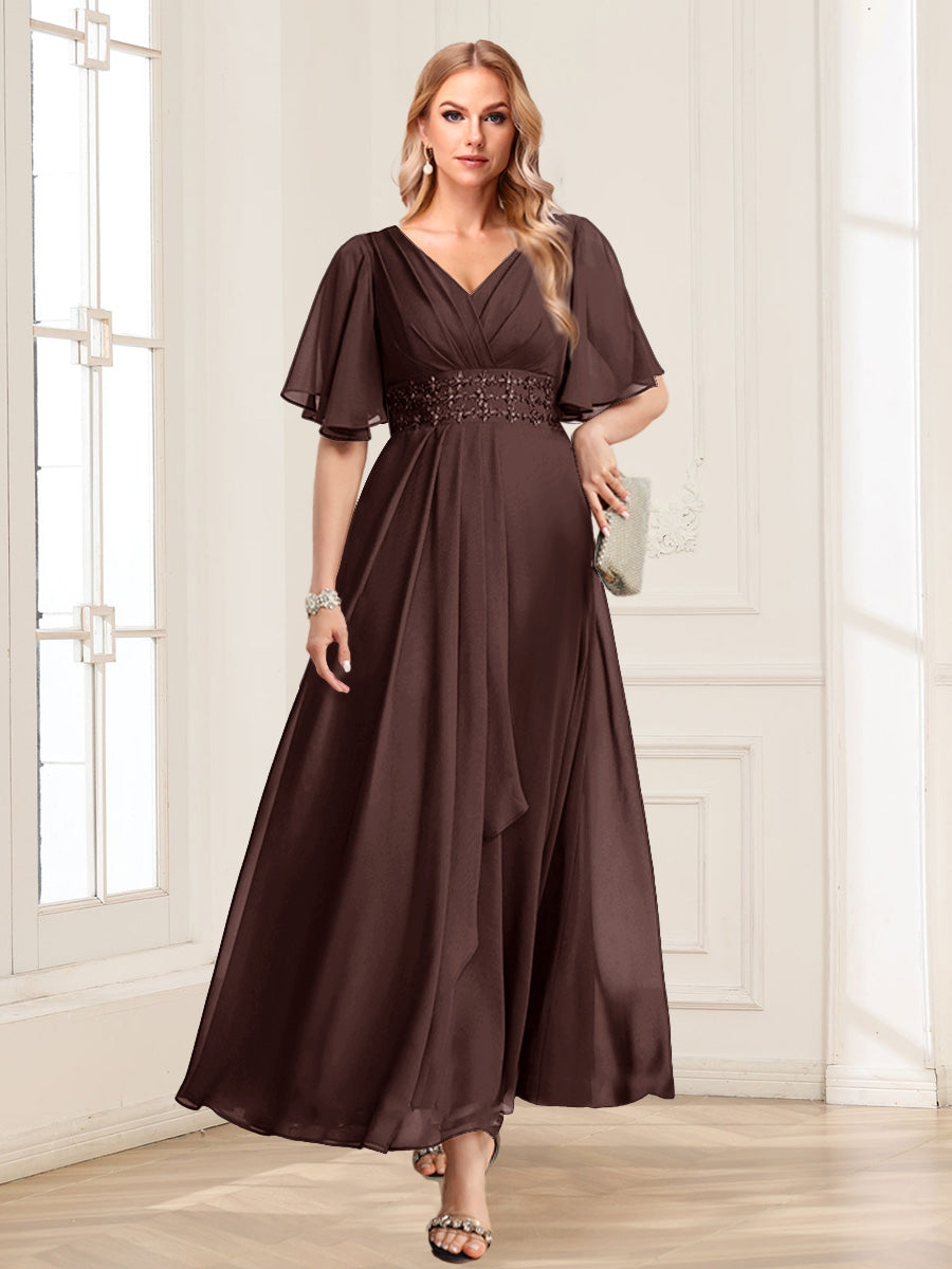 Adora Brown front view wedding guest dress