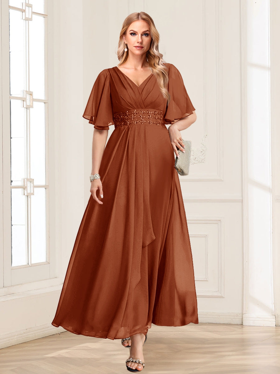 Adora Burnt Orange front view wedding guest dress