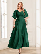 Adora Emerald front view wedding guest dress