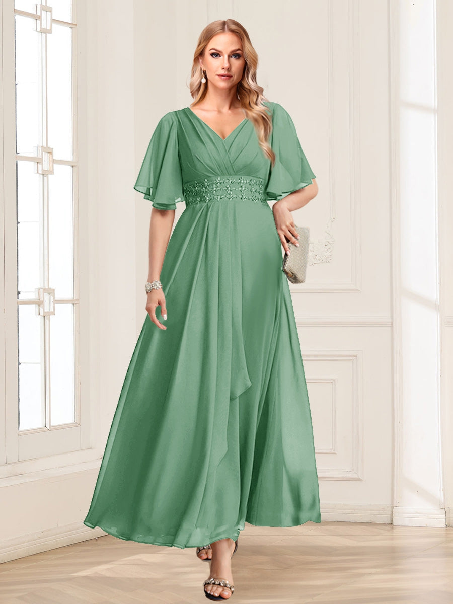 Una Maribel Eucalyptus front view mother of the bride dress