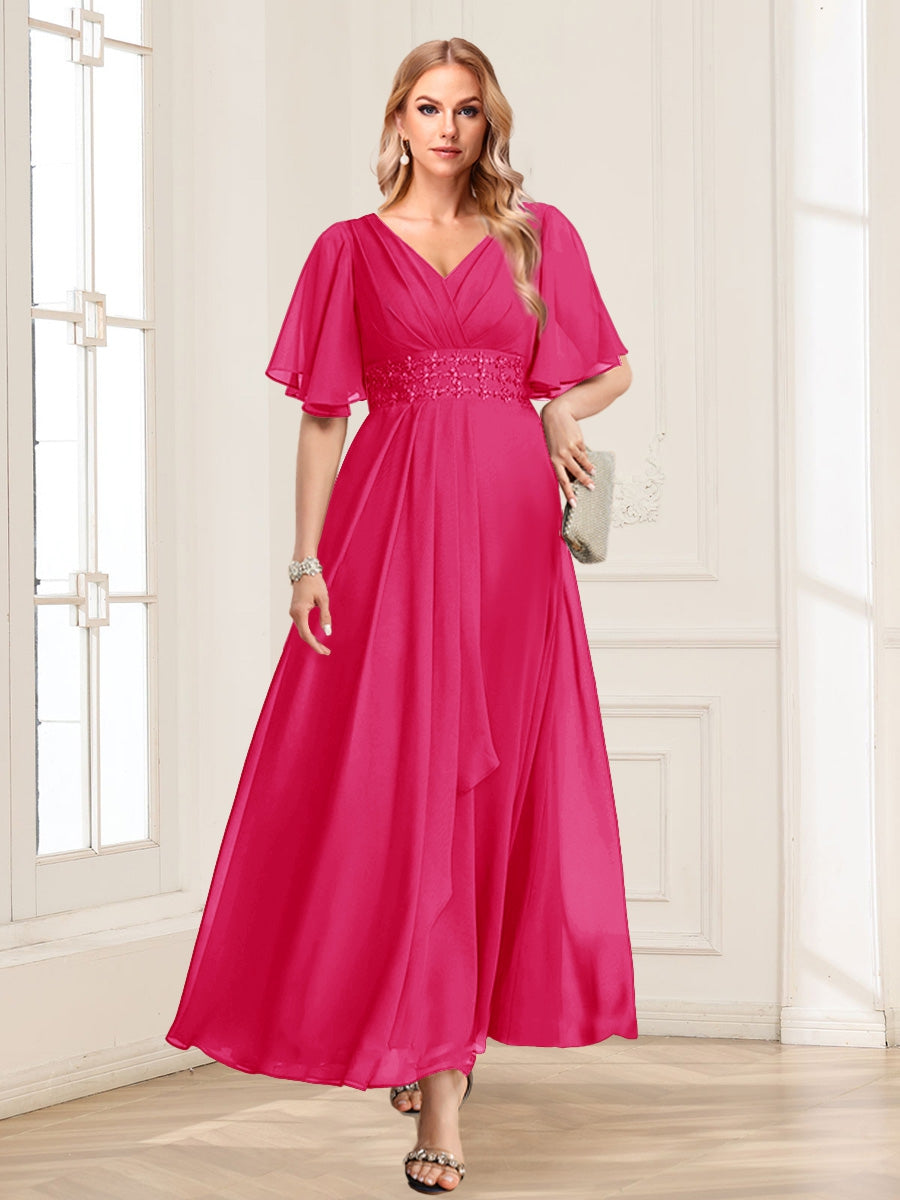 Adora Fuchsia back view wedding guest dress