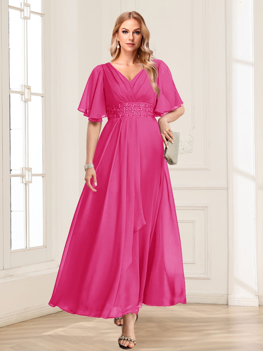 Una Maribel Hot Pink front view mother of the bride dress