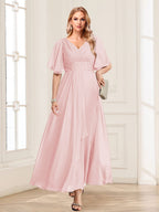 Adora Pearl Pink front view wedding guest dress