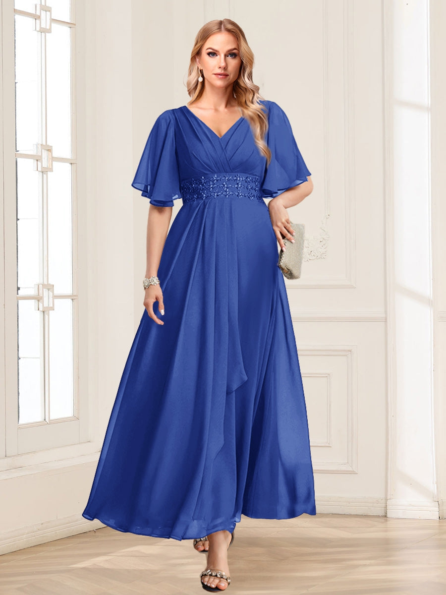 Una Maribel Royal Blue back view mother of the bride dress