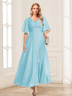 Adora Sky Blue back view wedding guest dress