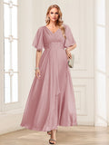 Adora Mauve front view wedding guest dress