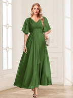 Una Maribel Olive Green front view mother of the bride dress