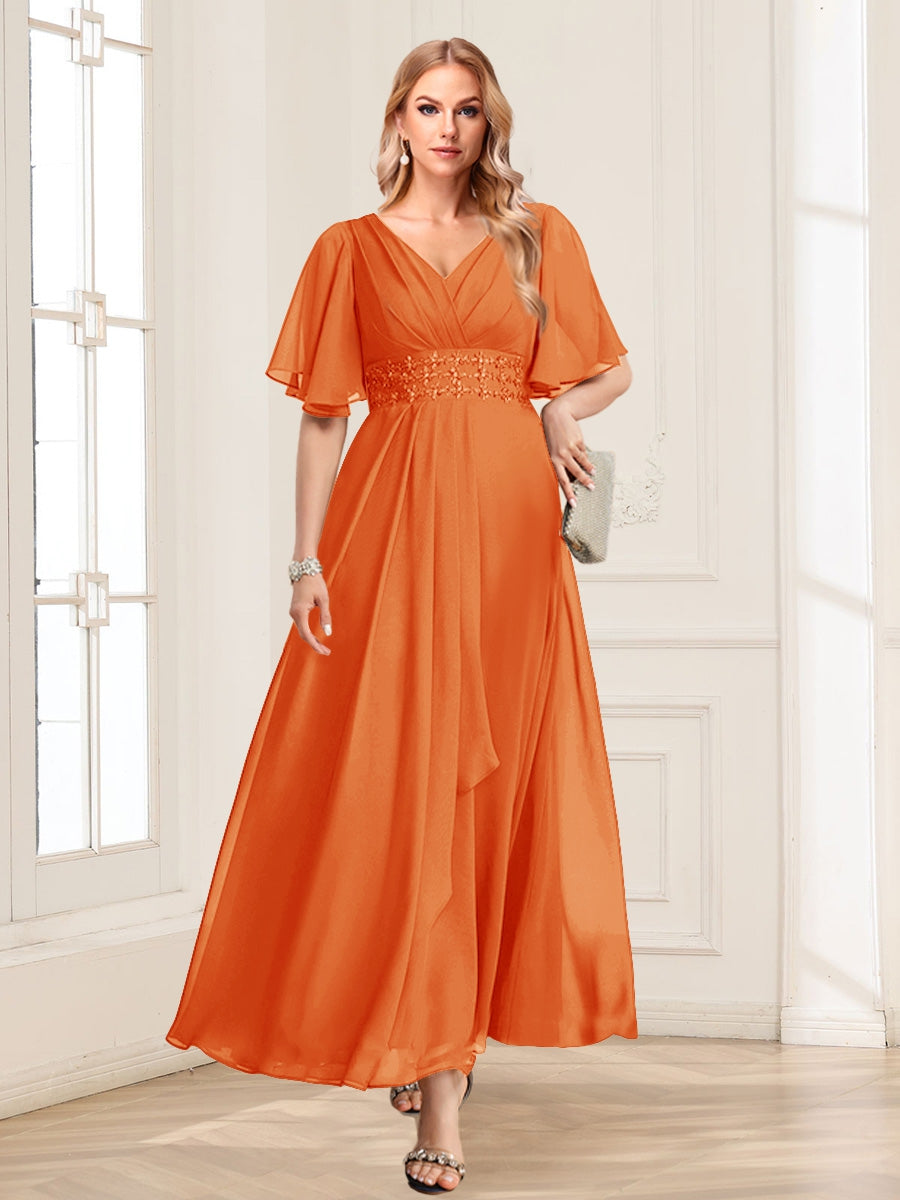 Adora Orange front view wedding guest dress