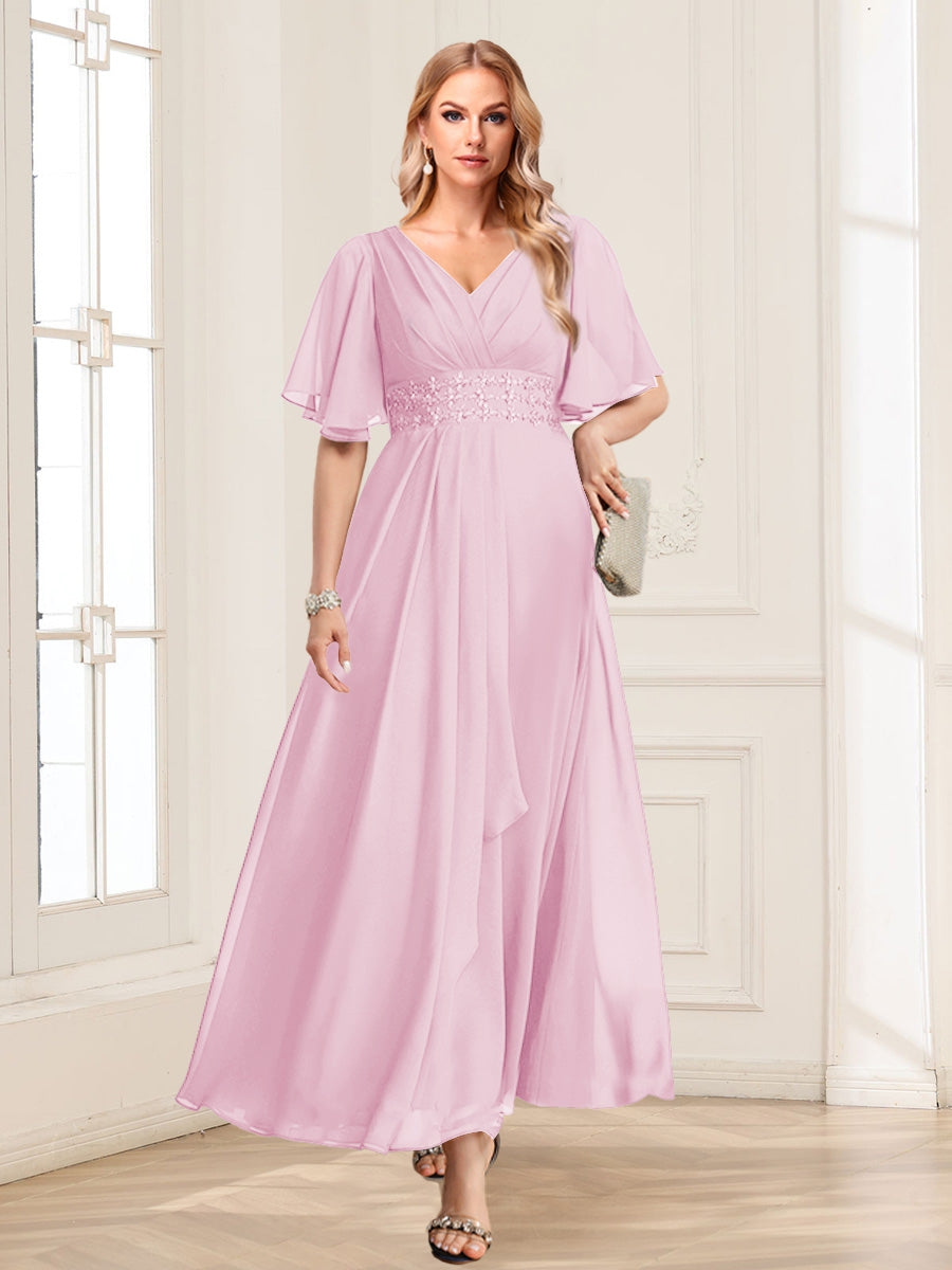 Adora Rose Pink front view wedding guest dress