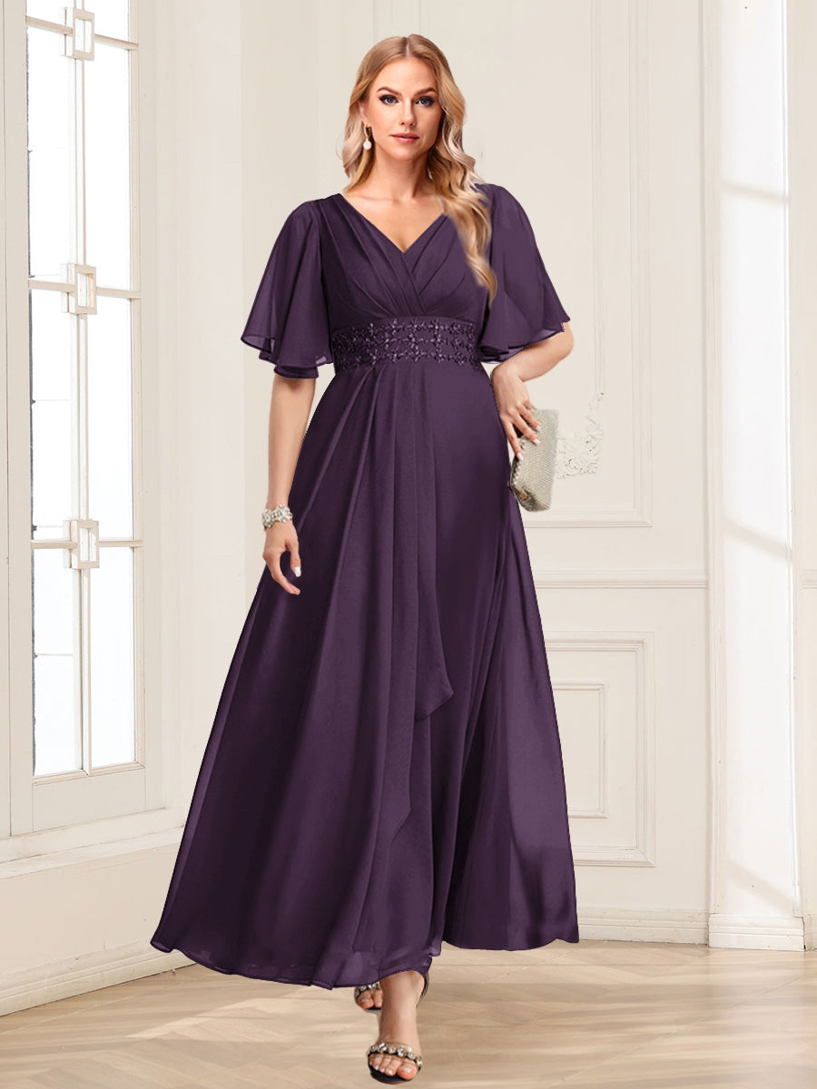 Adora Plum back view wedding guest dress