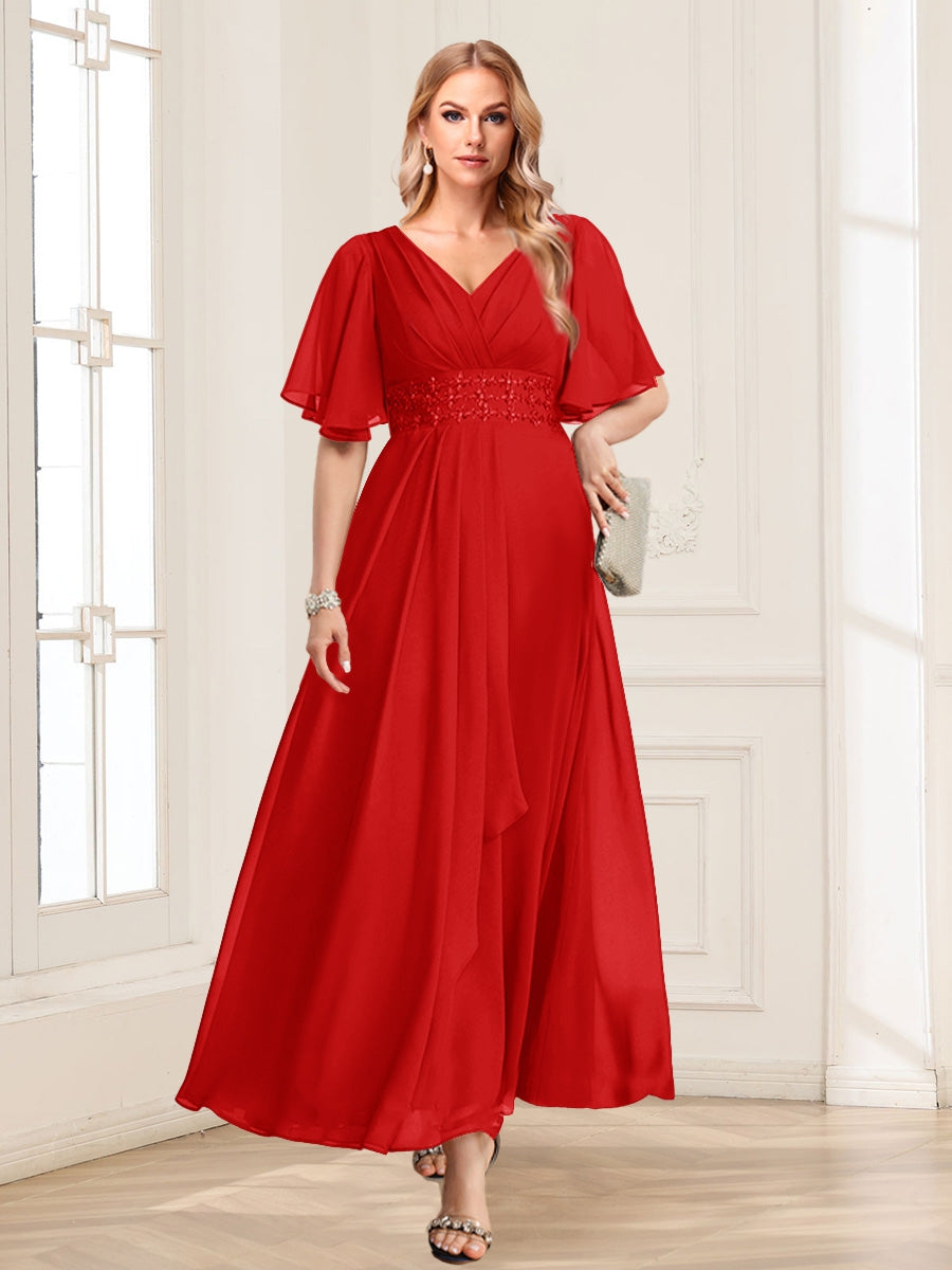 Adora Red front view wedding guest dress