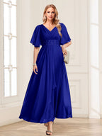 Adora Royal Blue side view wedding guest dress