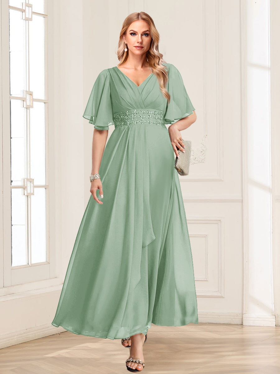 Adora Sage Green back view wedding guest dress