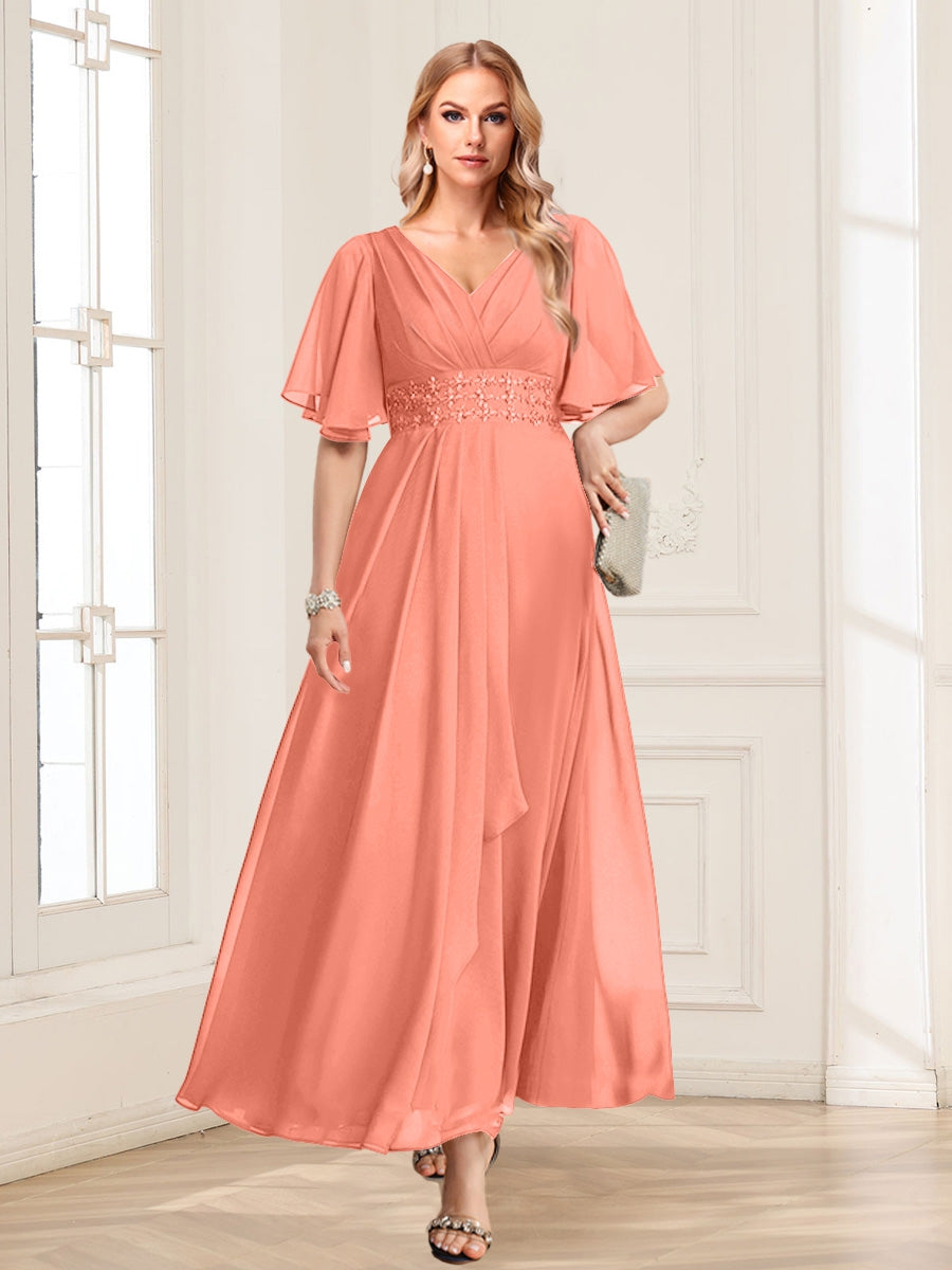 Adora Coral back view wedding guest dress