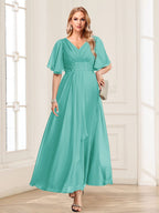Una Maribel Pool Blue back view mother of the bride dress