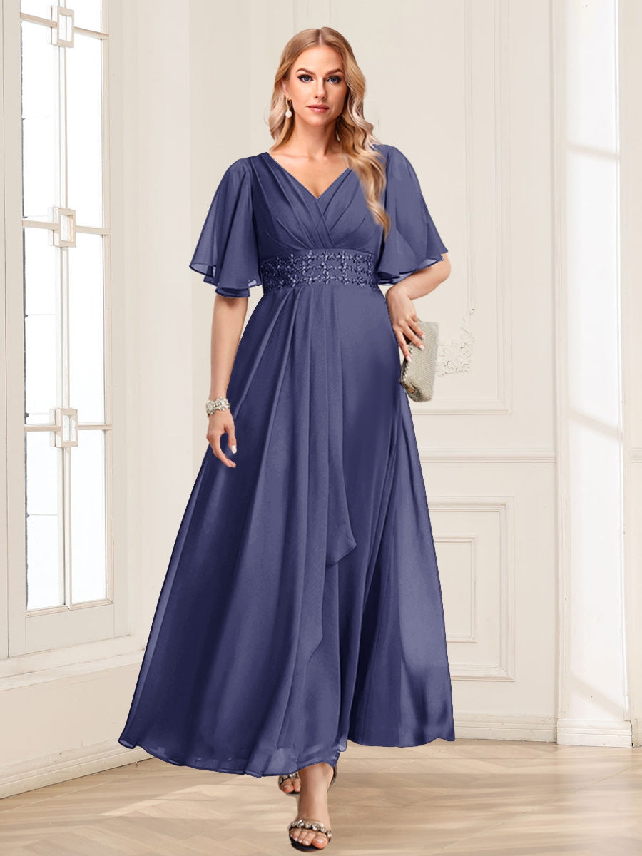 Adora Dusty Blue back view wedding guest dress