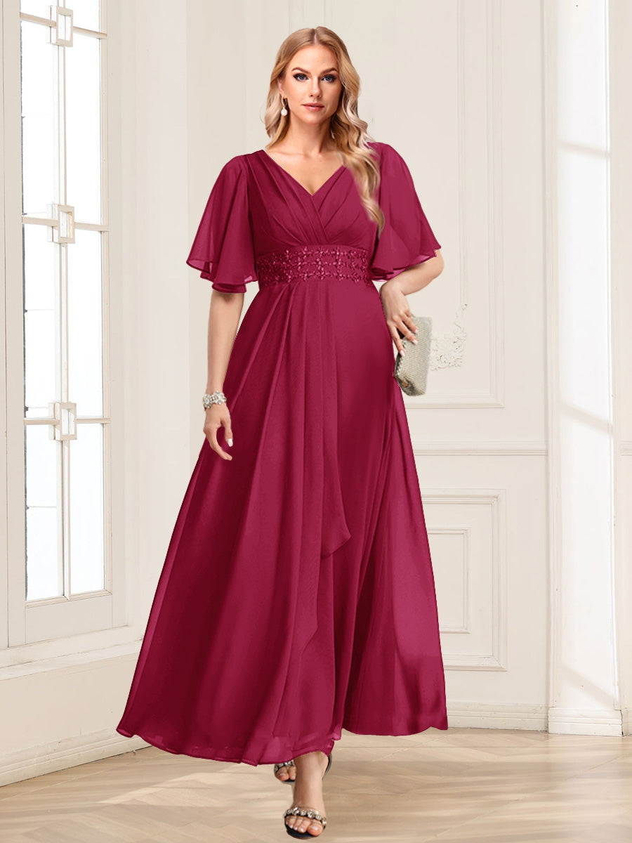 Adora Burgundy side view wedding guest dress
