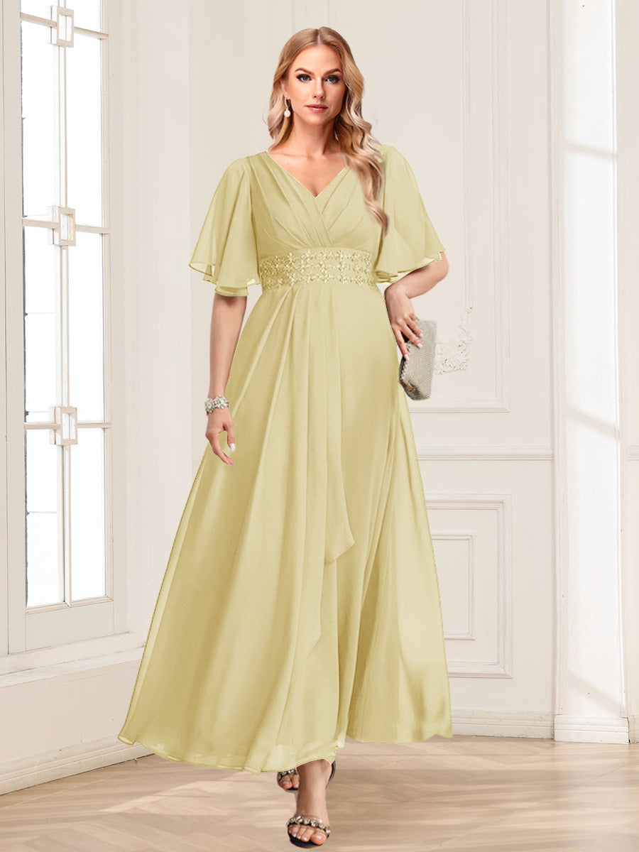 Adora Yellow front view wedding guest dress