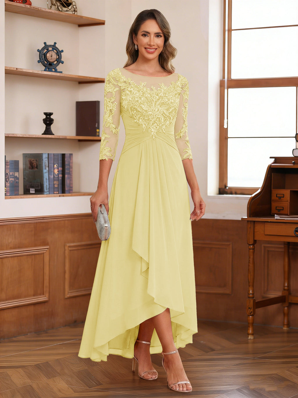 Anaelle daffodil front view mother of the bride dress