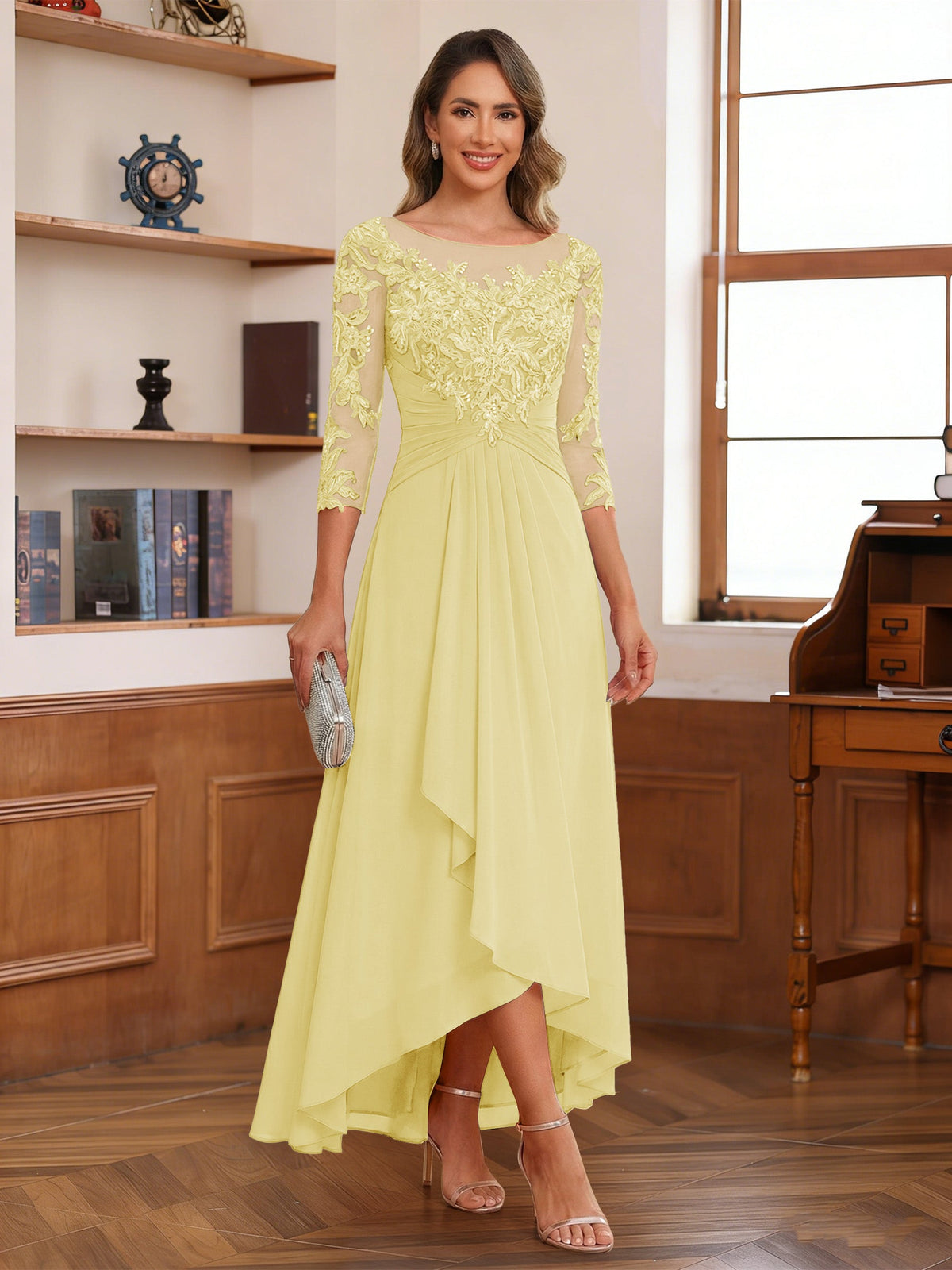 Anaelle daffodil front view mother of the bride dress