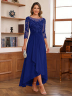 Anaelle royal blue front view mother of the bride dress