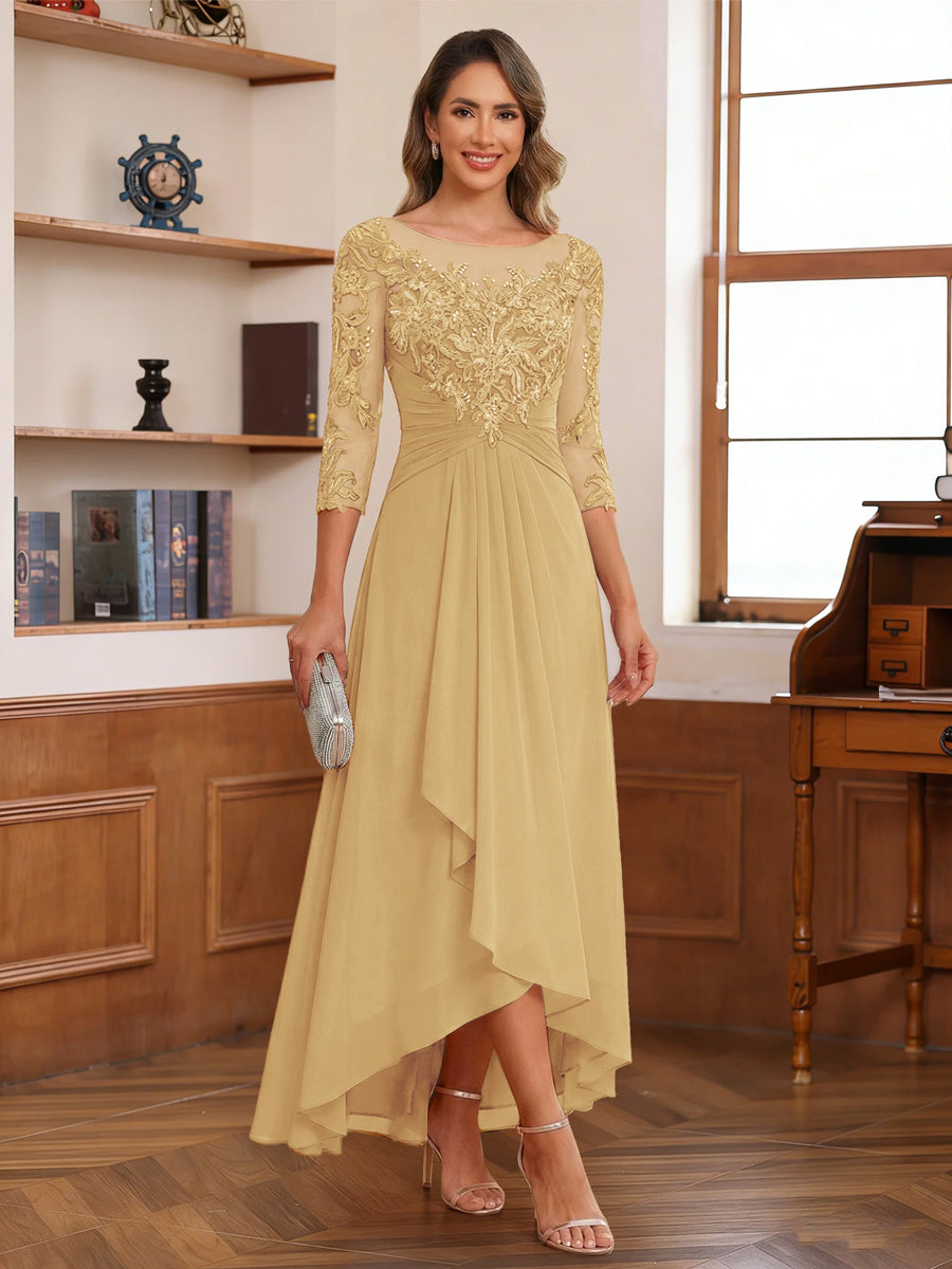 Anaelle gold front view mother of the bride dress