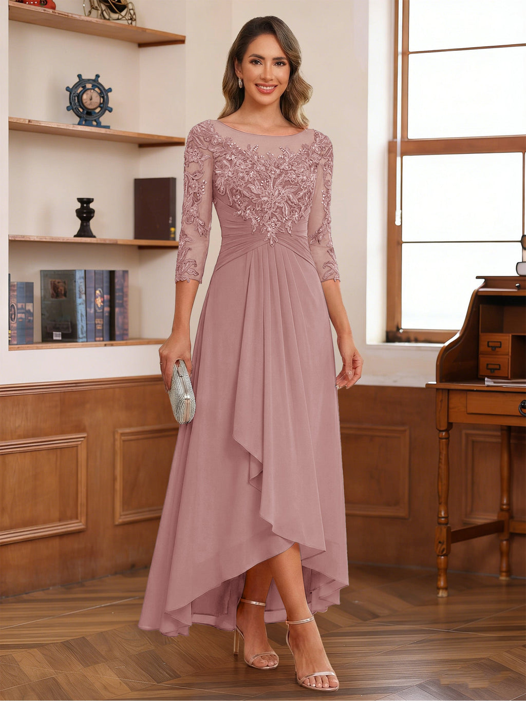 Anaelle mauve front view mother of the bride dress