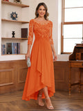 Anaelle orange front view mother of the bride dress