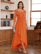 Anaelle orange front view mother of the bride dress