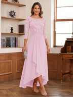 Anaelle rose pink front view mother of the bride dress