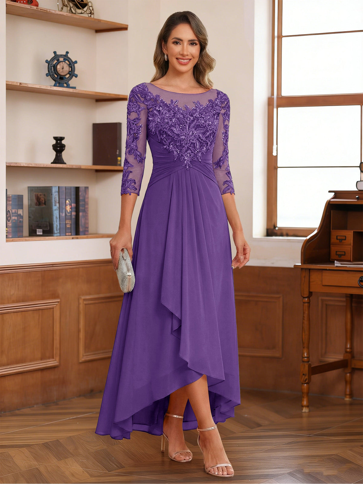 Anaelle regency front view mother of the bride dress