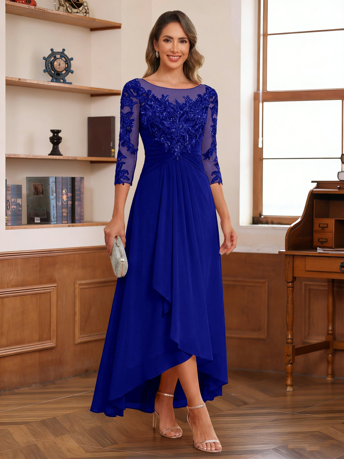 Anaelle royal blue alternate front view 3 mother of the bride dress