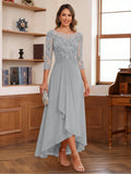 Anaelle silver front view mother of the bride dress