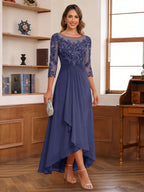 Anaelle dusty blue alternate front view 2 mother of the bride dress