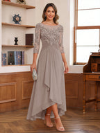 Anaelle taupe front view mother of the bride dress