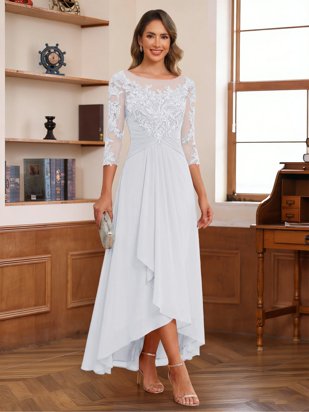 Anaelle white front view mother of the bride dress
