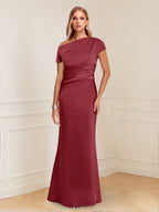 Nadia Elise Burgundy back view mother of the bride dress