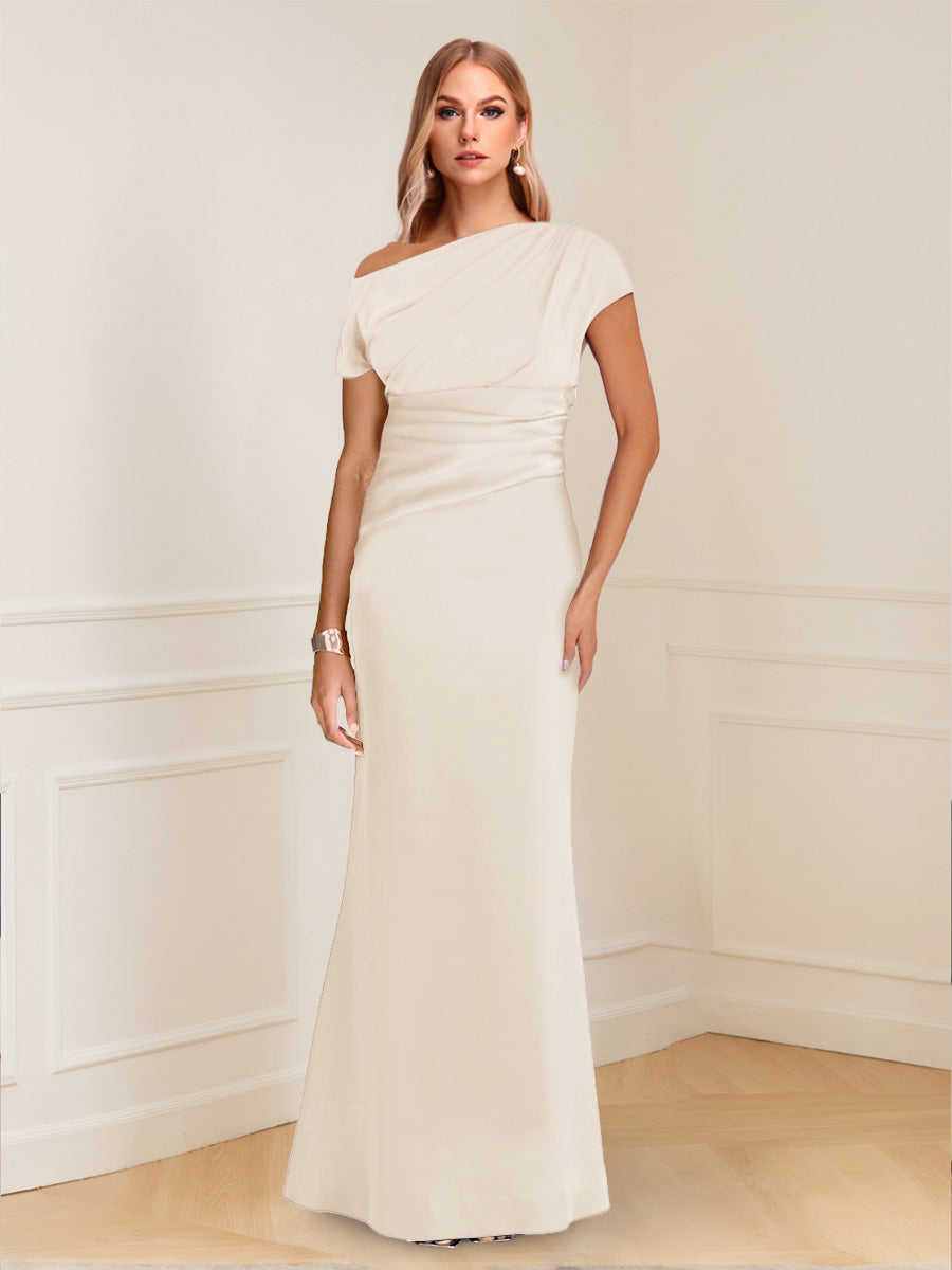 Nadia Elise Champagne back view mother of the bride dress
