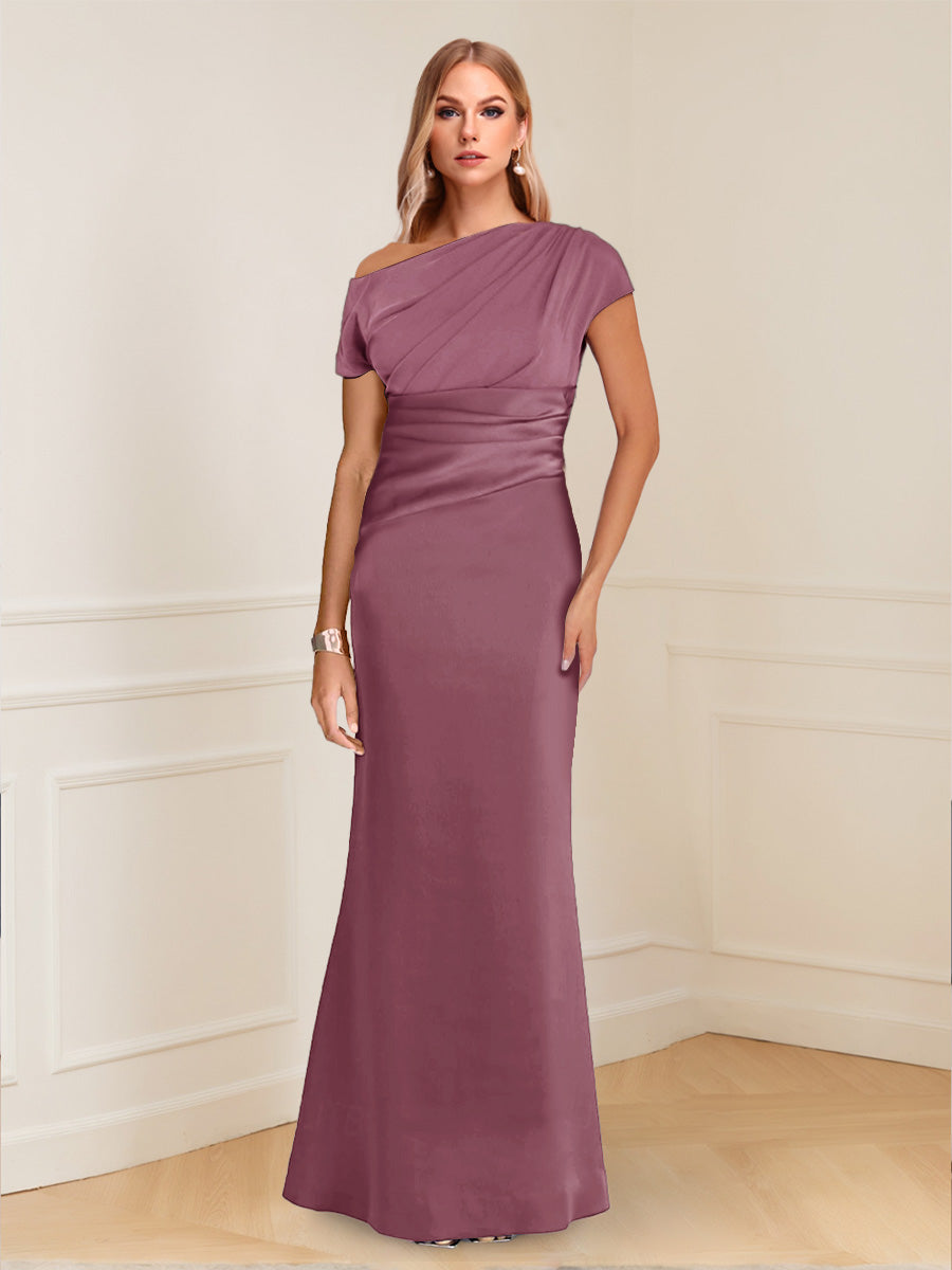 Nadia Elise Plum front view mother of the bride dress