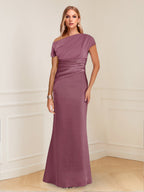 Nadia Elise Plum front view mother of the bride dress