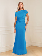 Nadia Elise Ocean Blue front view mother of the bride dress