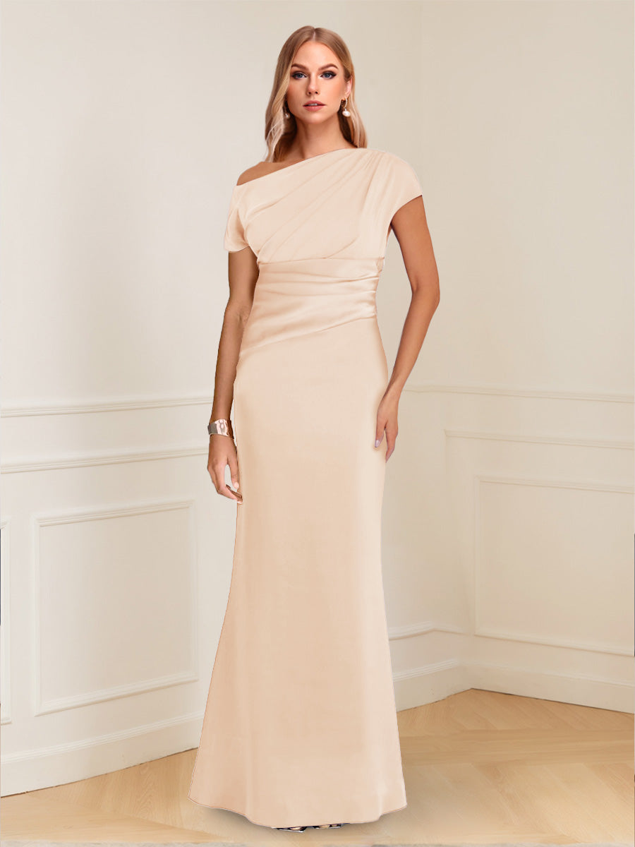 Nadia Elise Peach front view mother of the bride dress
