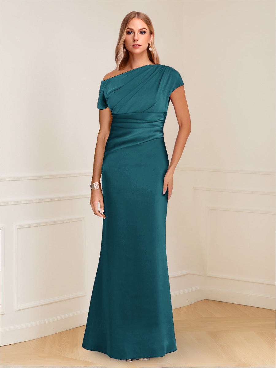 Nadia Elise Teal front view mother of the bride dress