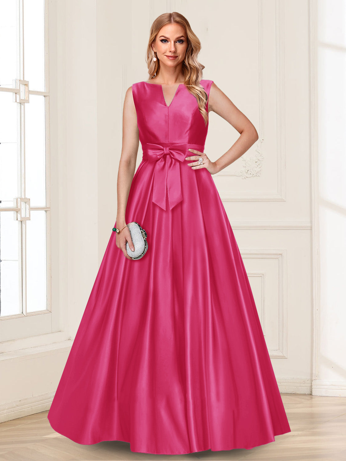 Gina Mae Fuchsia front view mother of the bride dress