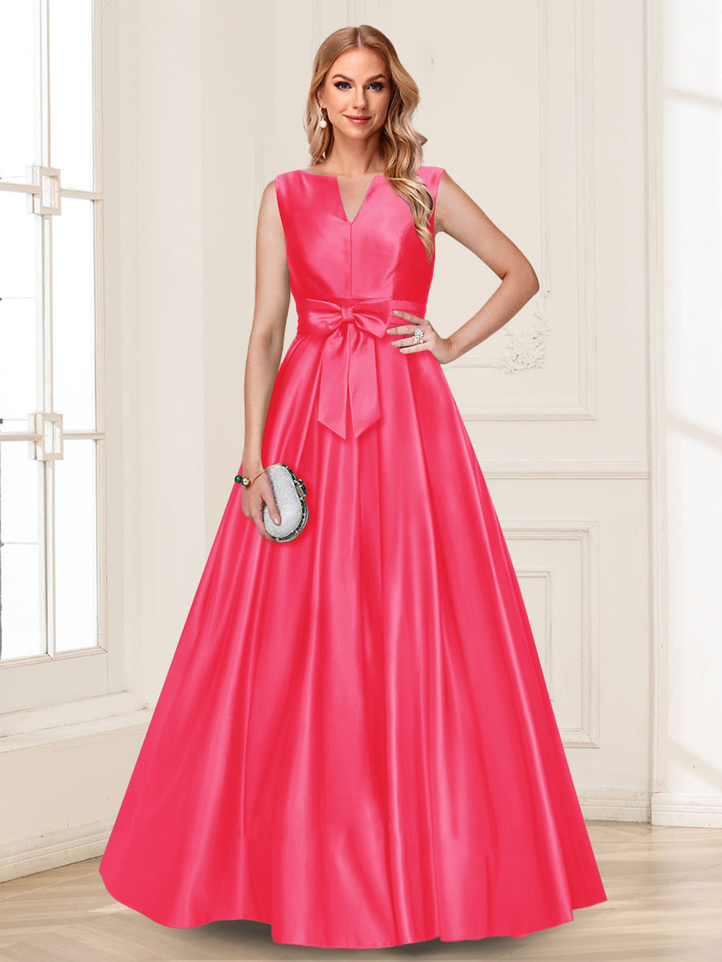 Gina Mae Fuchsia back view mother of the bride dress
