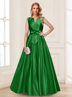 Gina Mae Forest Green front view mother of the bride dress
